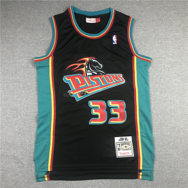 Men's Detroit Pistons Grant Hill 1998-99 Black Hardwood Classics Swingman Jersey