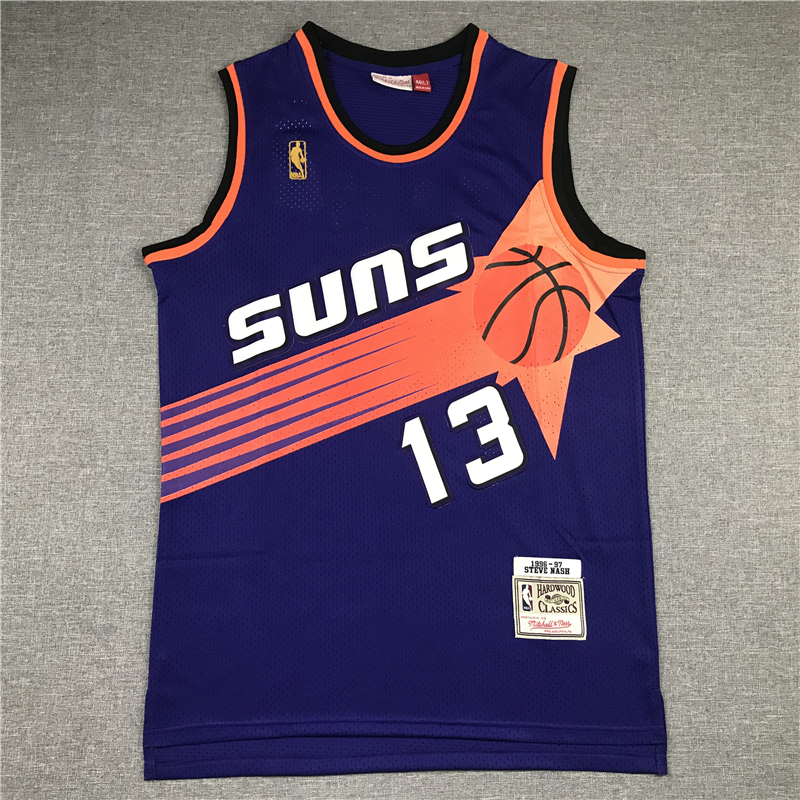 Men's Phoenix Suns Steve Nash #13 Purple 1996-97 Throwback Stitched Jersey
