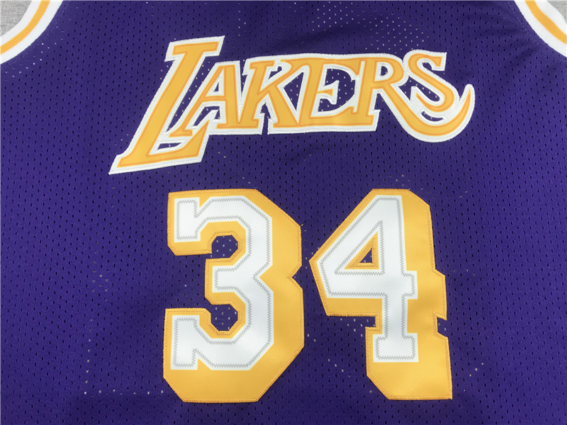 Men's Los Angeles Lakers Shaquille O'Neal #34 Purple 1996-97 Classics Jersey