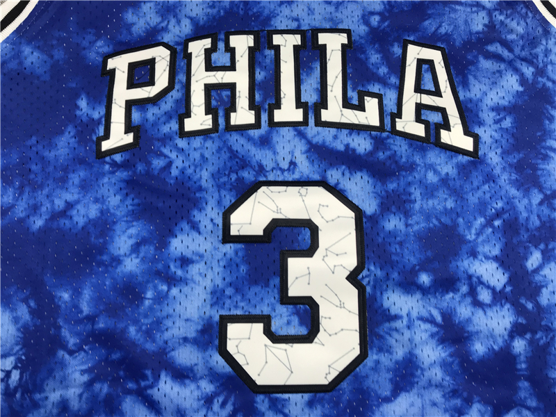 Men's Philadelphia 76ers Allen Iverson #3 Blue Galaxy Swingman Jersey