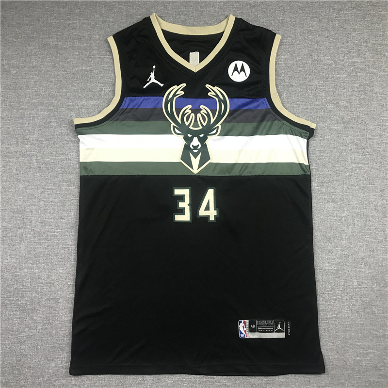 Men's Milwaukee Bucks Giannis Antetokounmpo #34 Black Replica Player Jersey