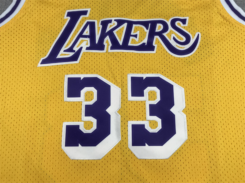 Men's Los Angeles Lakers Kareem Abdul-Jabbar Gold Hardwood Classics Jersey