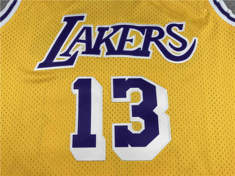 Men's Los Angeles Lakers Wilt Chamberlain #13 Yellow Classics Swingman Jersey