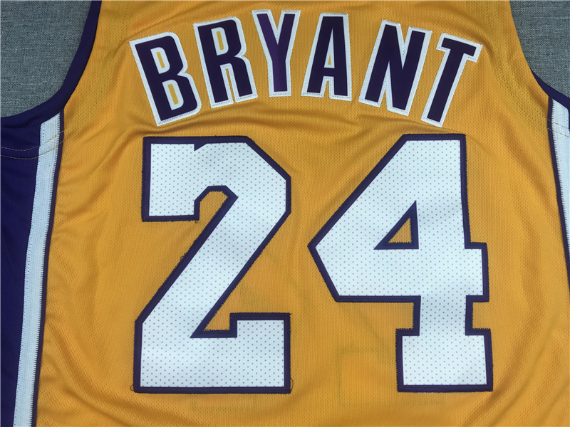 Men's Los Angeles Lakers Kobe Bryant #24 Yellow Swingman Player Jersey