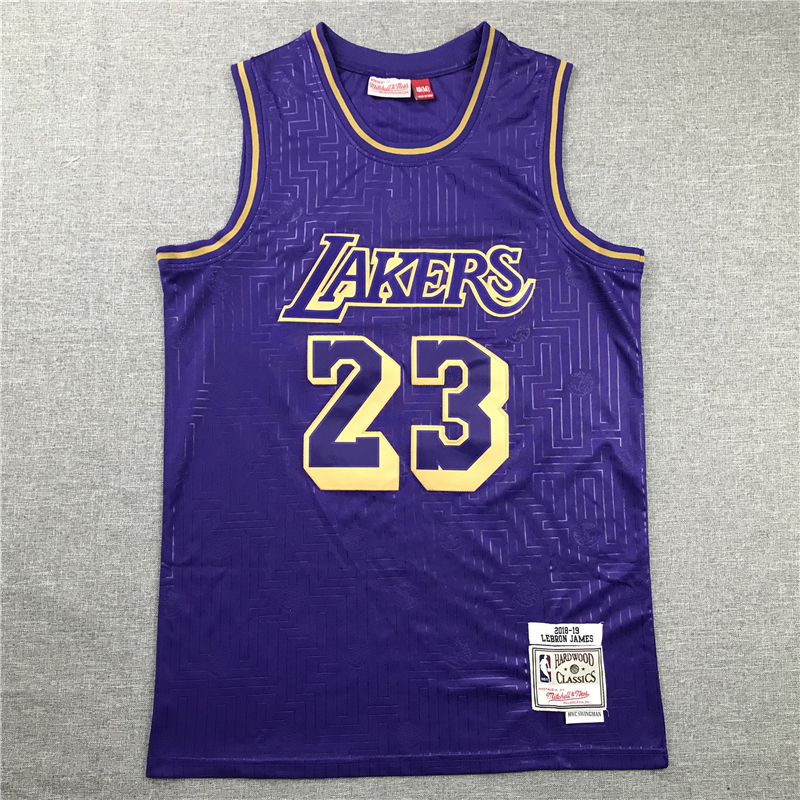 Men's Los Angeles Lakers LeBron James 2018-19 Hardwood Classics Swingman Jersey