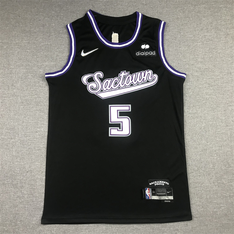 Men's Sacramento Kings De'Aaron Fox Black Fast Break Replica Jersey City Edition