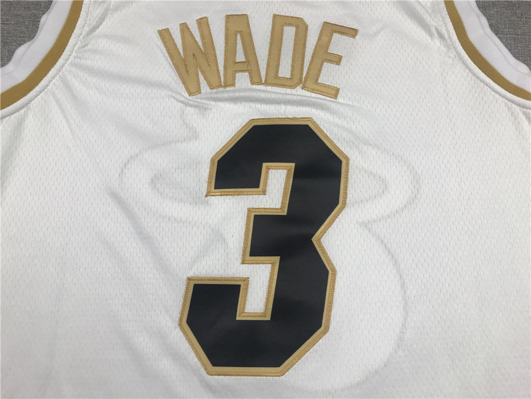 Men's Miami Heat Dwyane Wade #3 White Swingman Player Jersey
