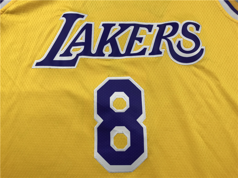 Men's Los Angeles Lakers Kobe Bryant #8 Yellow Swingman Player Jersey