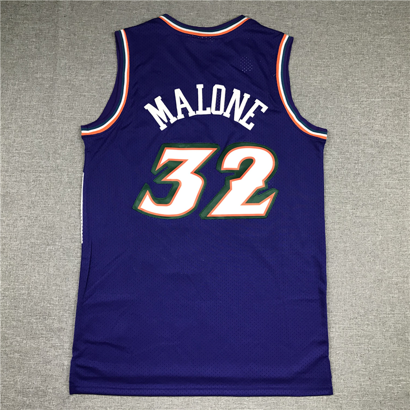 Men's Utah Jazz Karl Malone #32 Purple Hardwood Classics Throwback Team Jersey