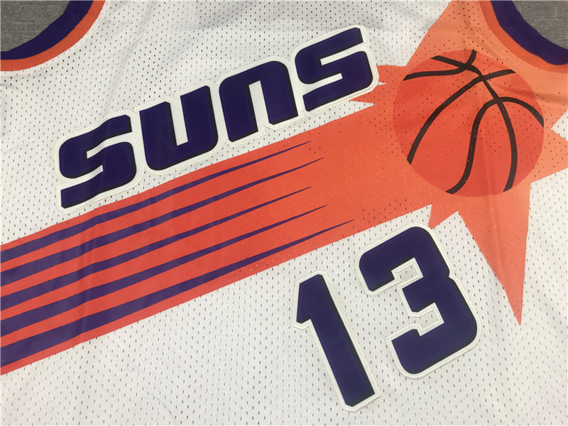 Men's Phoenix Suns Steve Nash #13 White 1996-97 Throwback Stitched Jersey