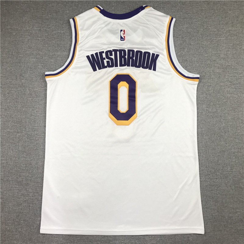 Men's Los Angeles Lakers Russell Westbrook #0 NBA White 2020/21 Swingman Jersey