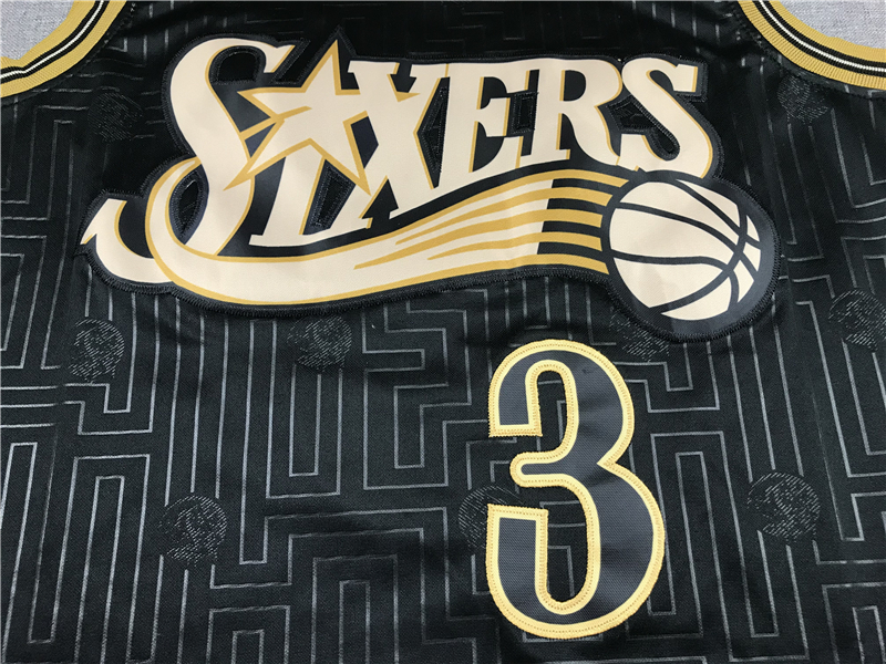 Men's Philadelphia 76ers Allen Iverson Black 2000-01 Hardwood Classics Jersey