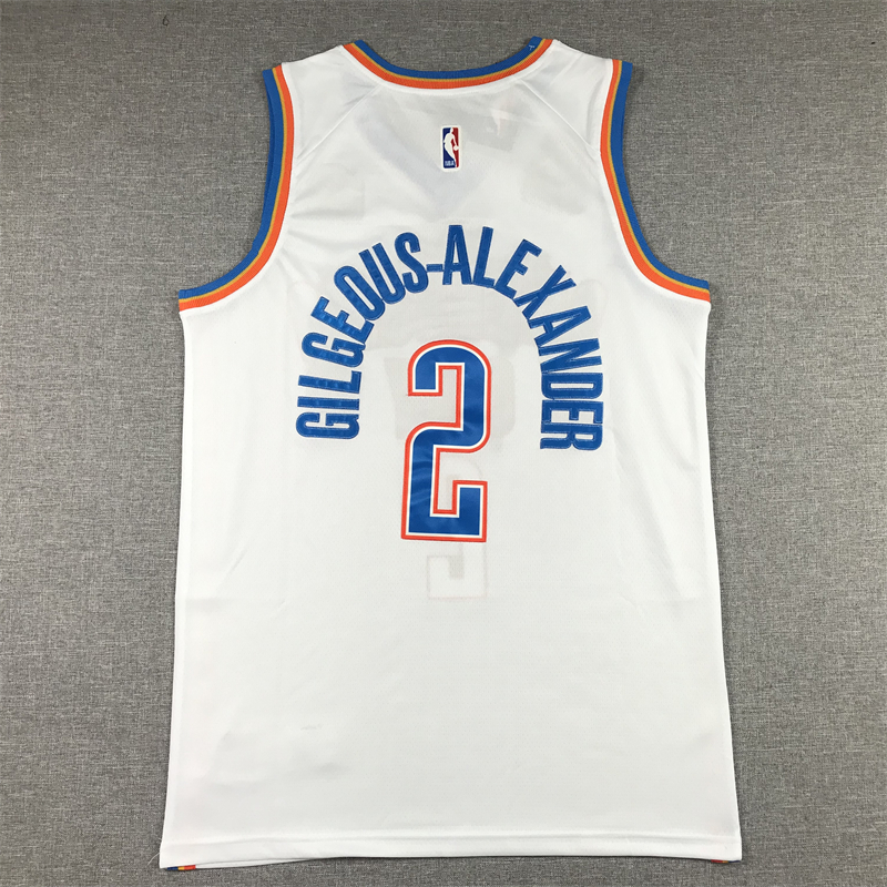 Men's Oklahoma City Thunder Shai Gilgeous-Alexander #2 White 2022/23 Fast Break Replica Jersey - Association Edition