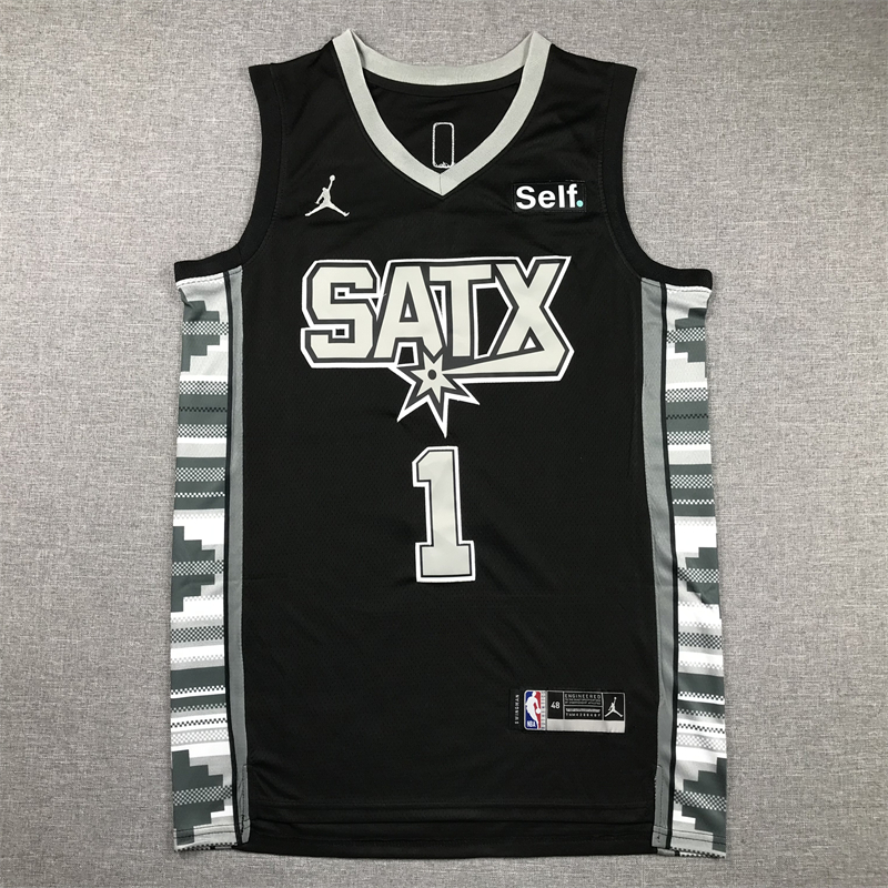Men's San Antonio Spurs Victor Wembanyama #1 Black 2022/23 Swingman Jersey - Statement Edition