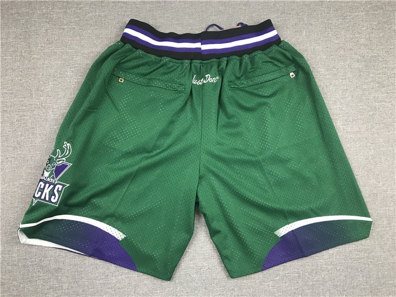 Men's Milwaukee Bucks Basketball Shorts With pocket Vintage Green
