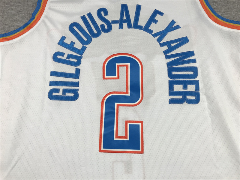 Men's Oklahoma City Thunder Shai Gilgeous-Alexander #2 White 2022/23 Fast Break Replica Jersey - Association Edition