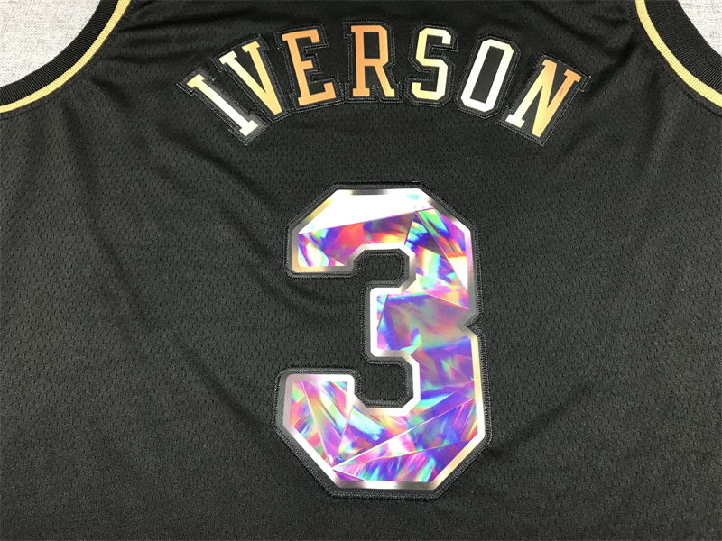 Men's Philadelphia 76ers Allen Iverson #3 Black Swingman Player Jersey