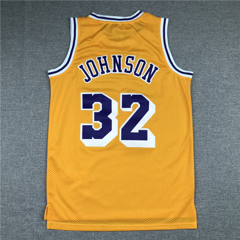 Men's Los Angeles Lakers Magic Johnson #32 Yellow Throwback Jersey