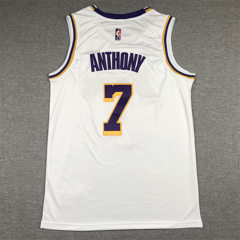 Men's Los Angeles Lakers Carmelo Anthony #7 White Fast Break Replica Jersey