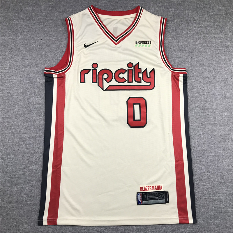 Men's Portland Trail Blazers Damian Lillard #0 NBA White Swingman Jersey
