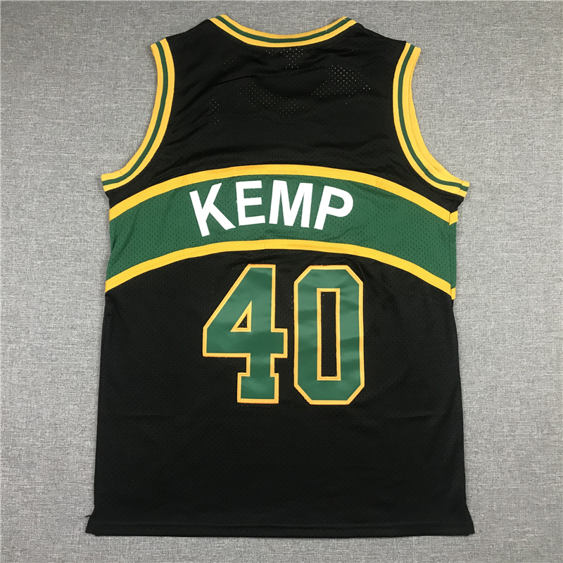 Men's Seattle Supersonics Shawn Kemp #40 Black Throwback Swingman Jersey