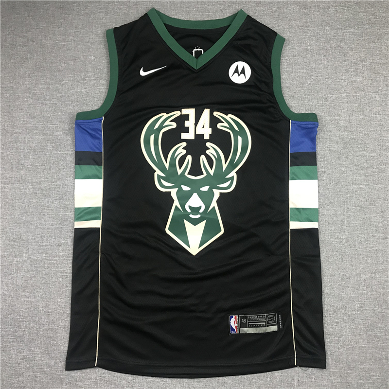 Men's Milwaukee Bucks Giannis Antetokounmpo #34 Black Player Jersey