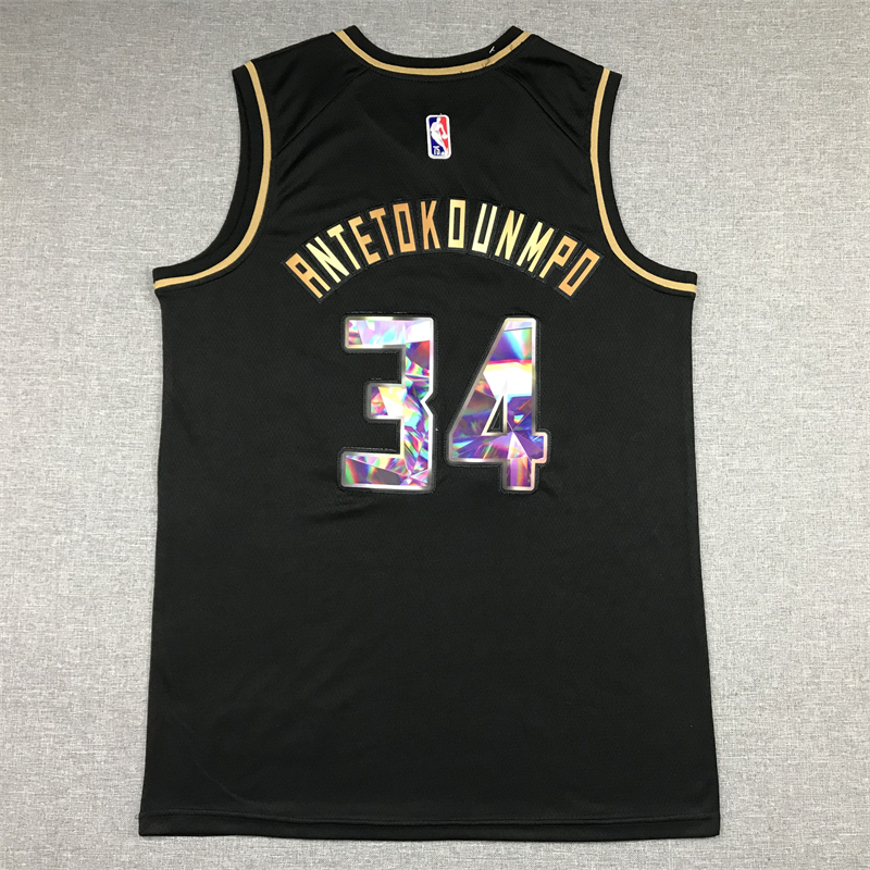 Men's Milwaukee Bucks Giannis Antetokounmpo #34 NBA Black Swingman Player Jersey