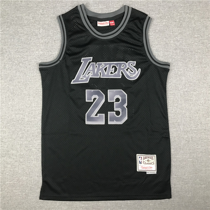 Men's Los Angeles Lakers LeBron James Black Hardwood Classics Swingman Jersey