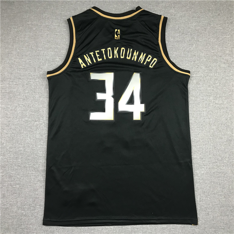 Men's Milwaukee Bucks Giannis Antetokounmpo #34 Black Swingman Jersey