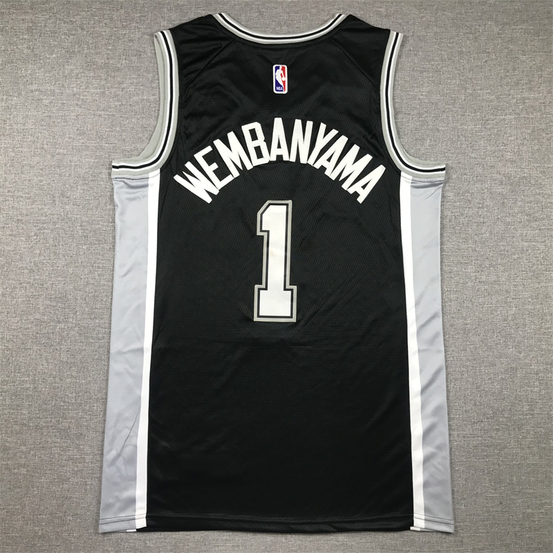Men's San Antonio Spurs Victor Wembanyama #1 Black 2022/23 Swingman Jersey - Icon Edition