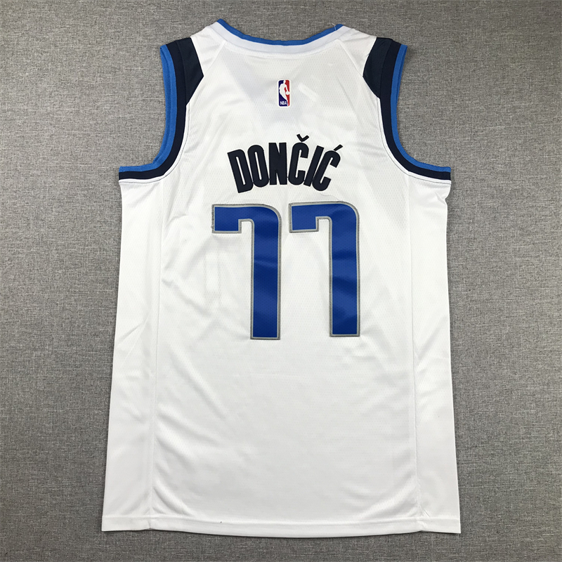 Men's Dallas Mavericks Luka Doncic #77 NBA White Replica Jersey