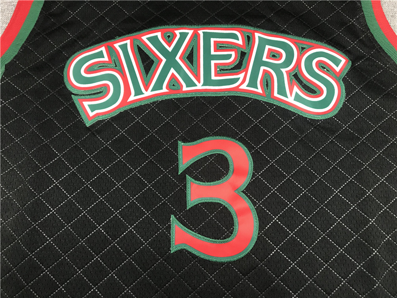 Men's Philadelphia 76ers Allen Iverson Black 1996-97 Hardwood Classics Jersey