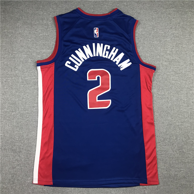 Men's Detroit Pistons Cade Cunningham #2 Blue 2021 Fast Break Replica Jersey