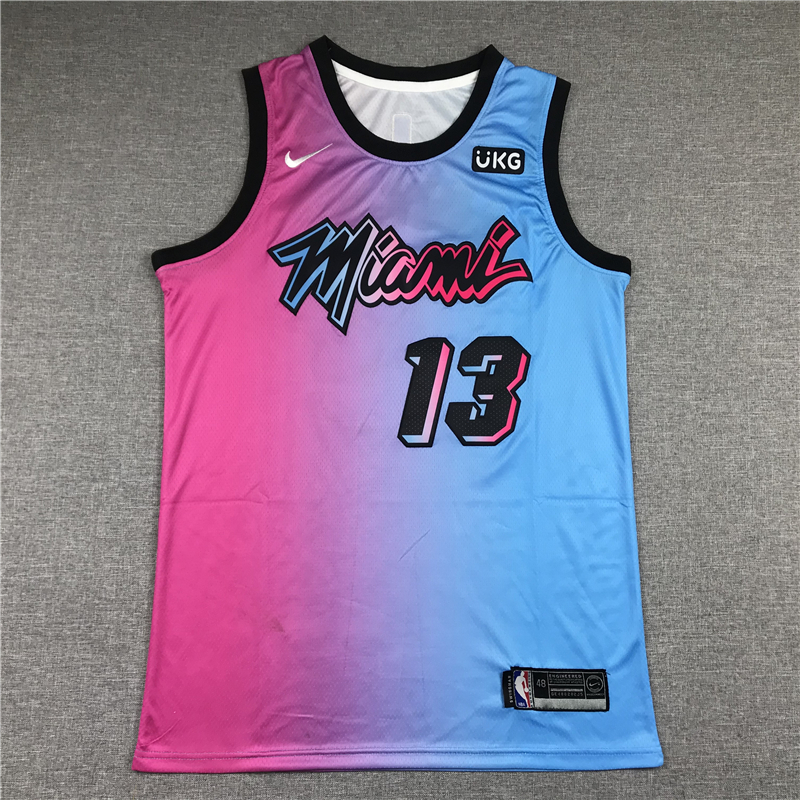 Men's Miami Heat Bam Adebayo Pink/Blue 2020/21 Swingman Jersey �C City Edition