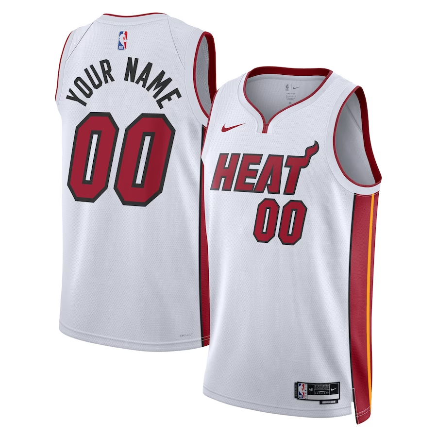 Men's Miami Heat Custom White Swingman Jersey - Icon Edition