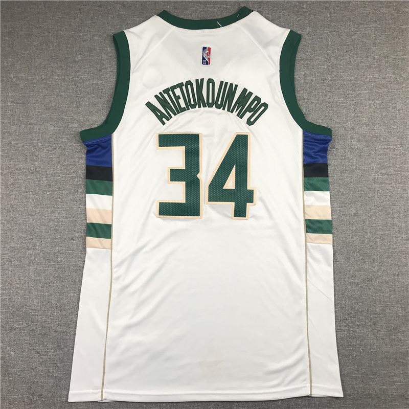 Men's Milwaukee Bucks Giannis Antetokounmpo #34 NBA White Player Jersey
