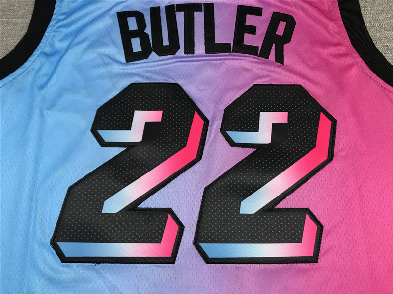Men's Miami Heat Jimmy Butler #22 NBA Pink Blue Swingman Jersey - City Edition