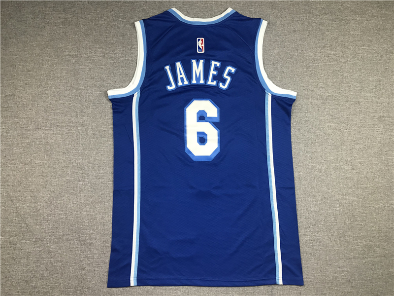 Men's Los Angeles Lakers LeBron James #6 Blue Hardwood Classic Swingman Jersey