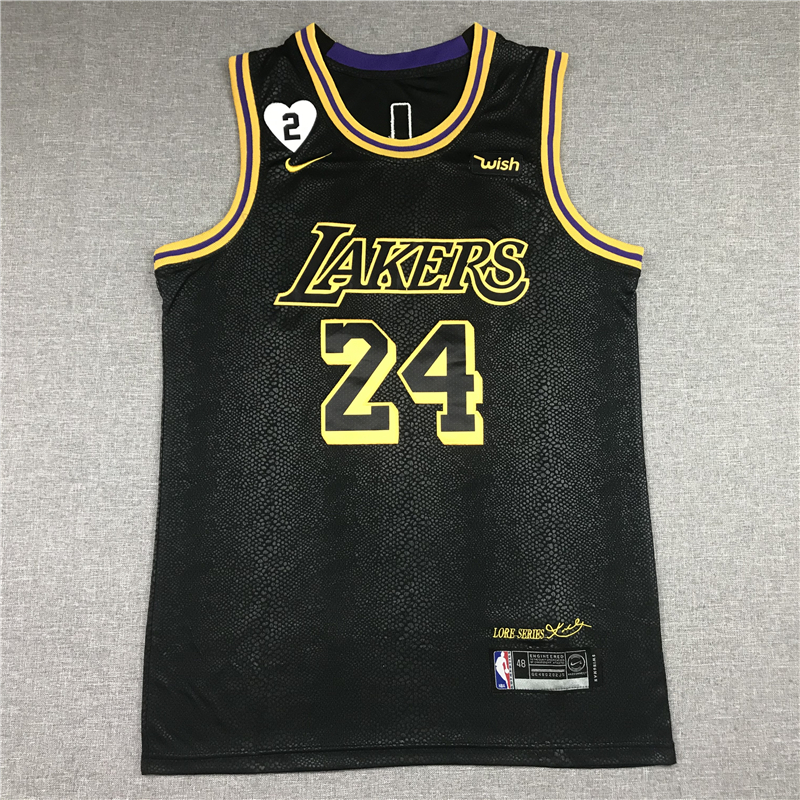 Men's Black mamba Los Angeles Lakers Kobe Bryant #24 Jersey peach heart
