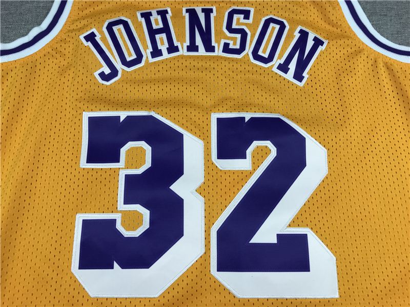 Men's Los Angeles Lakers Magic Johnson #32 Yellow Throwback Jersey