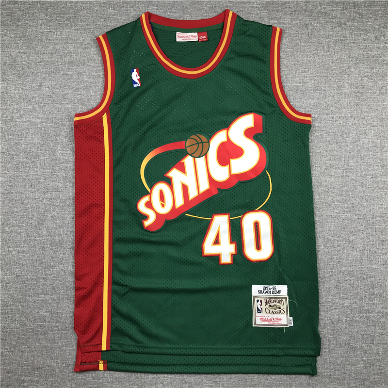 Men's Seattle Supersonics Shawn Kemp #40 Green Throwback Swingman Jersey