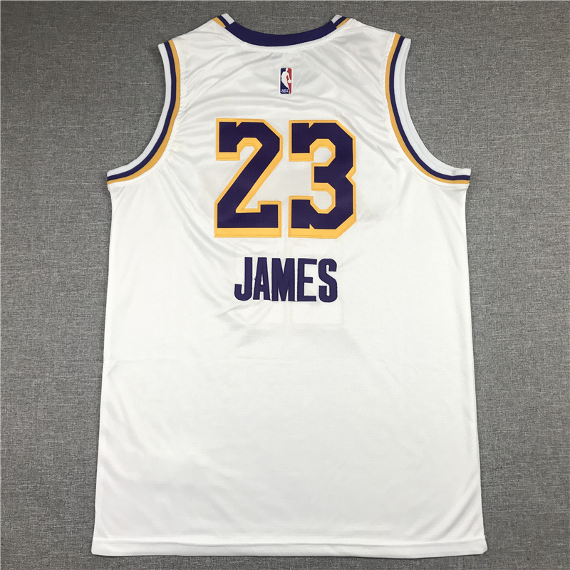 Men's Los Angeles Lakers LeBron James #23 NBA White Swingman Player Jersey