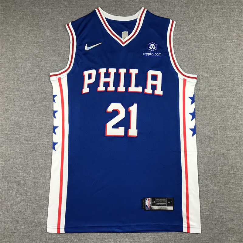 Men's Philadelphia 76ers Joel Embiid #21 Blue Swingman Jersey - Icon Edition