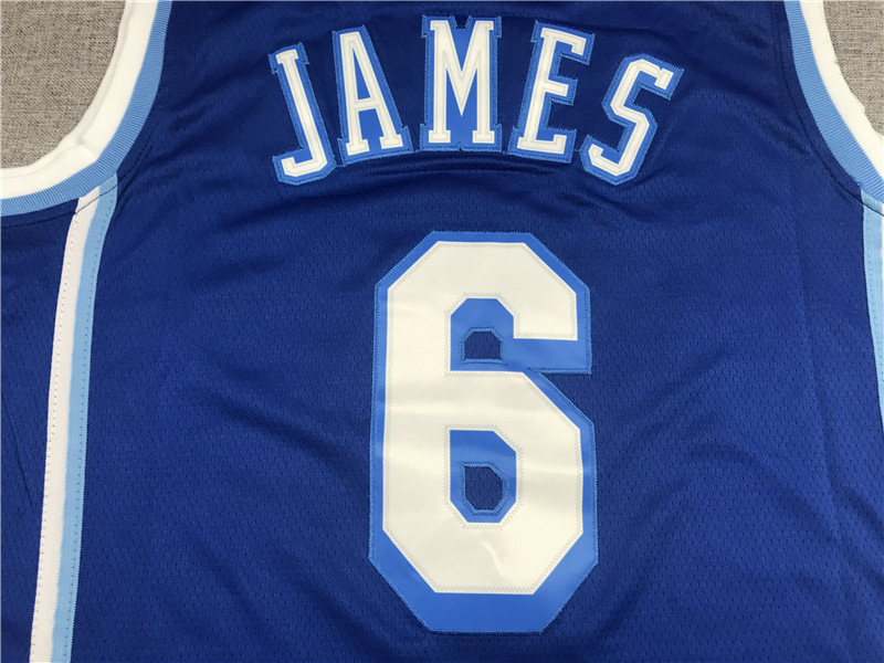 Men's Los Angeles Lakers LeBron James #6 Blue Hardwood Classic Swingman Jersey