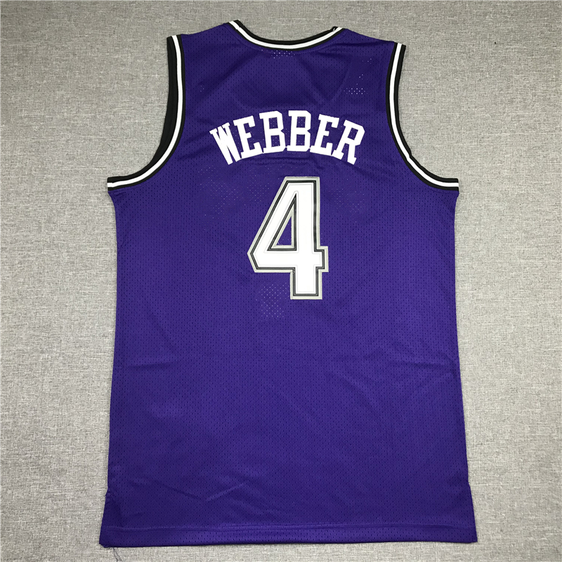Men's Sacramento Kings Chris Webber #4 purple Retro jersey
