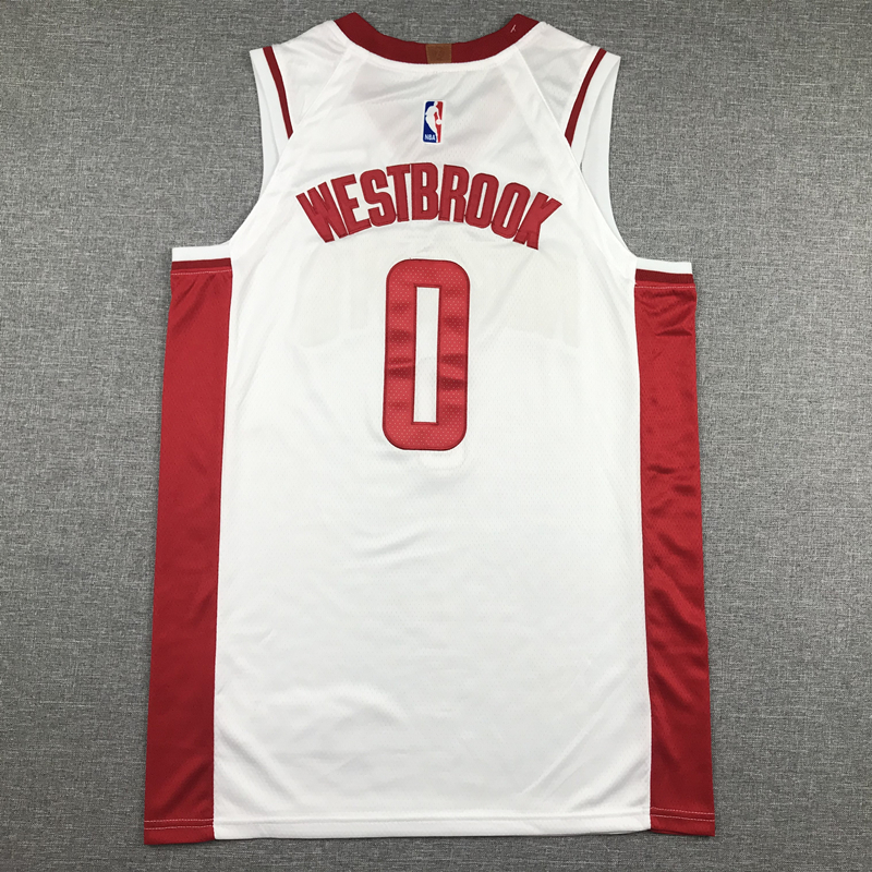 Men's Houston Rockets Russell Westbrook #0 White Classics Swingman Jersey