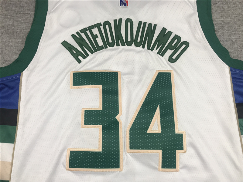 Men's Milwaukee Bucks Giannis Antetokounmpo #34 NBA White Player Jersey
