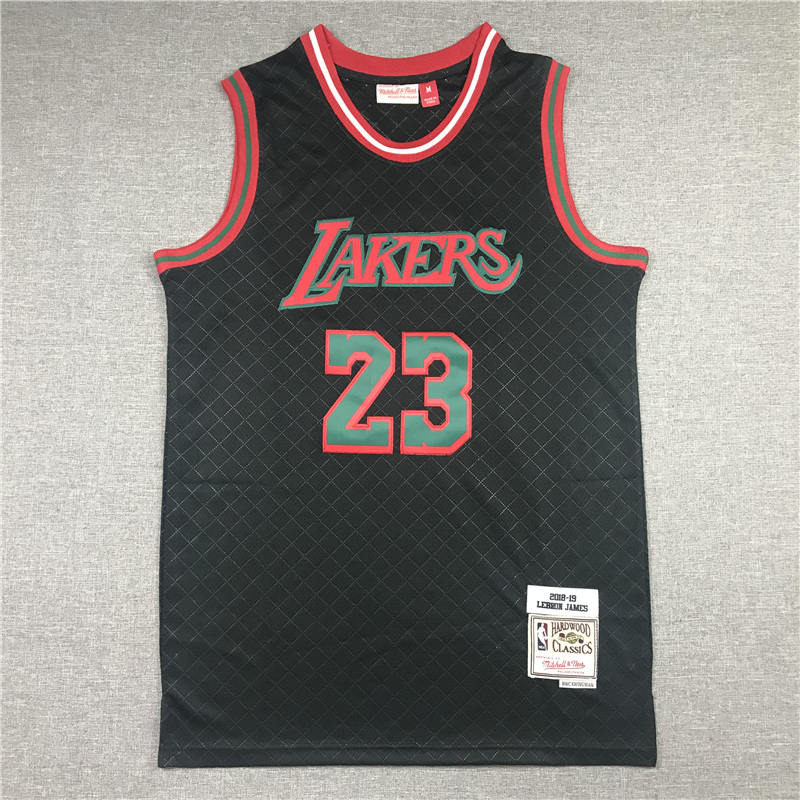 Men's Los Angeles Lakers LeBron James #23 Black Hardwood Classics Player Jersey