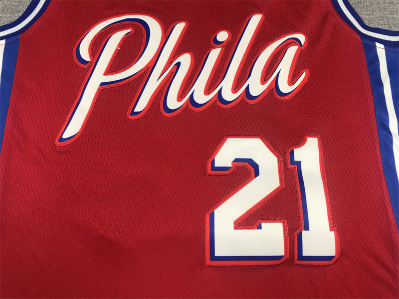 Men's Philadelphia 76ers Joel Embiid #21 NBA Red Replica Jersey