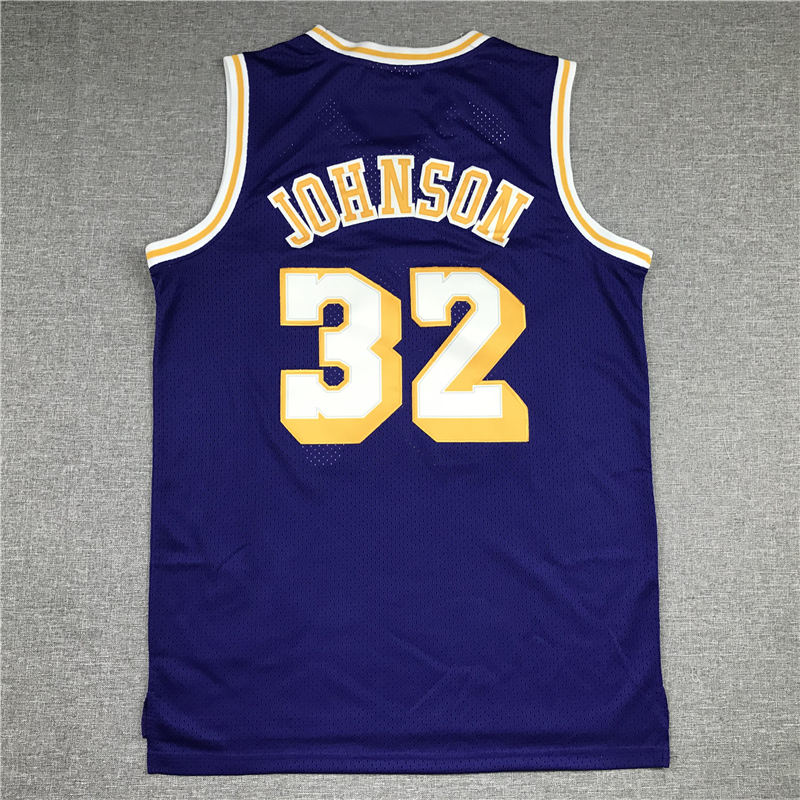 Men's Los Angeles Lakers Magic Johnson #32 Purple Throwback Jersey